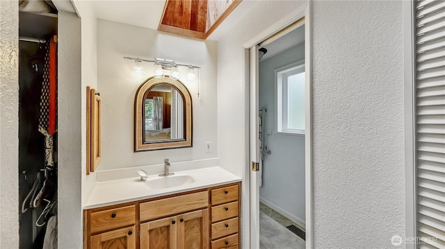12350 SE 96th Pl, Renton, WA 98056 - bathroom with vanity and a textured wall