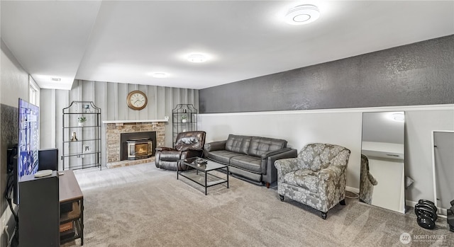 12350 SE 96th Pl, Renton, WA 98056 - carpeted living area featuring a fireplace and a textured wall