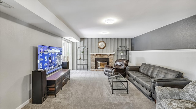 12350 SE 96th Pl, Renton, WA 98056 - living area featuring carpet and a brick fireplace