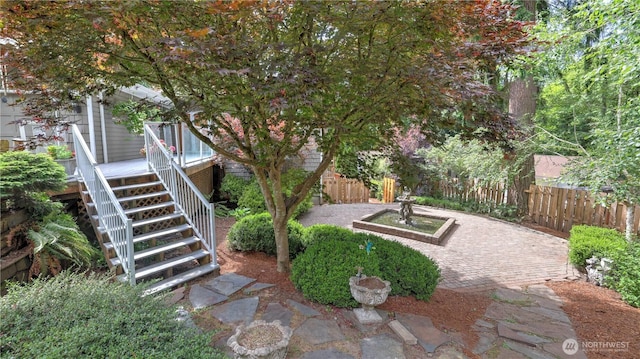 12350 SE 96th Pl, Renton, WA 98056 - view of yard with stairs and a wooden deck