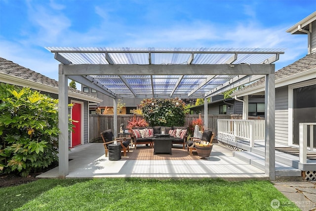 527 16th Ave W, Kirkland, WA 98033 - view of patio / terrace with an outdoor hangout area and a pergola