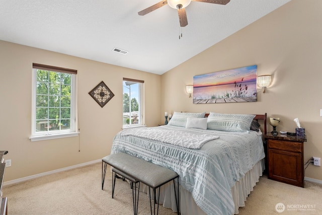 14908 NE 70th St, Vancouver, WA 98682 - bedroom featuring light colored carpet, ceiling fan, and lofted ceiling