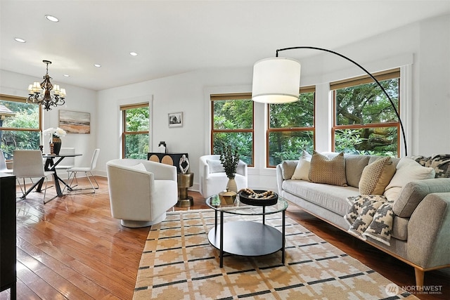 3647 Renton Ave S, Seattle, WA 98144 - living area featuring light wood-style flooring, recessed lighting, and a chandelier