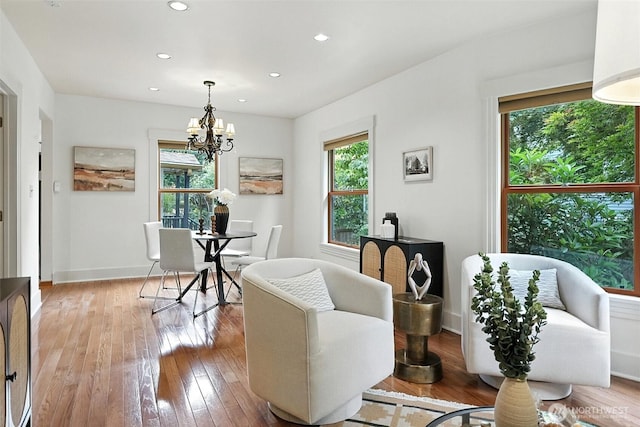 3647 Renton Ave S, Seattle, WA 98144 - dining area with hardwood / wood-style floors, recessed lighting, and a chandelier