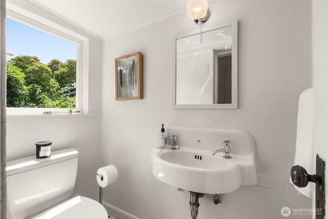 1157 N 78th St, Seattle, WA 98103 - bathroom featuring toilet and crown molding