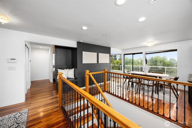 8717 182nd Pl SW, Edmonds, WA 98026 - hall with an upstairs landing, recessed lighting, and wood finished floors