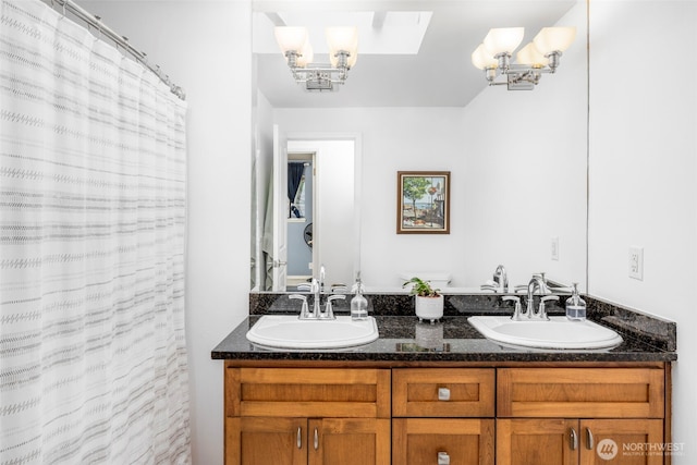 8717 182nd Pl SW, Edmonds, WA 98026 - full bathroom with a chandelier and double vanity