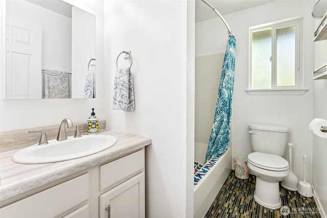 17602 154th Way SE, Yelm, WA 98597 - bathroom featuring vanity and shower / bath combo with shower curtain