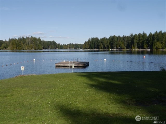 1681 E Saint Andrews Dr N, Shelton, WA 98584 - dock area with a wooded view, a water view, and a yard