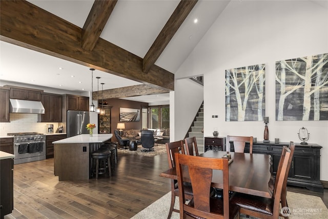 151 Miners Camp Way, Cle Elum, WA 98922 - dining space with stairs, wood finished floors, and recessed lighting