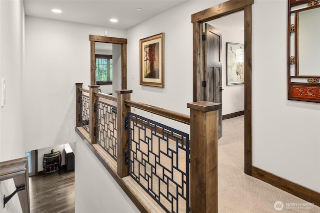 151 Miners Camp Way, Cle Elum, WA 98922 - hallway featuring an upstairs landing, recessed lighting, and wood finished floors