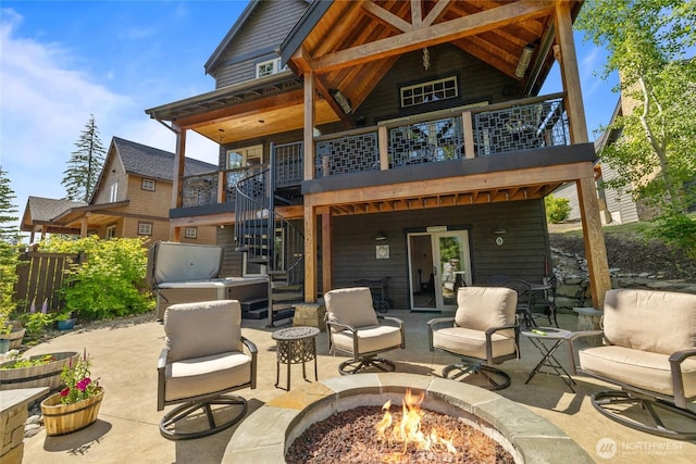 151 Miners Camp Way, Cle Elum, WA 98922 - view of patio with an outdoor fire pit and stairway