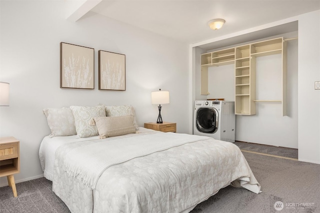 19428 Aurora Ave N Unit 427, Shoreline, WA 98133 - bedroom with carpet flooring, washing machine and dryer, and a closet