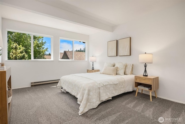19428 Aurora Ave N Unit 427, Shoreline, WA 98133 - carpeted bedroom featuring a baseboard heating unit and baseboards