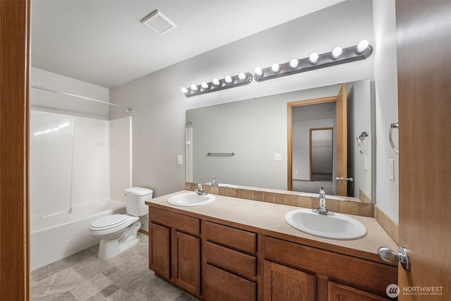 4817 S 251st Ct, Kent, WA 98032 - full bathroom featuring double vanity, bathtub / shower combination, and tile patterned flooring