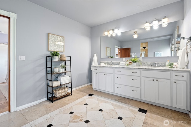 1116 N J St, Tacoma, WA 98403 - full bath with double vanity and tile patterned floors