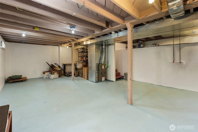 14023 Meridian Ave N, Seattle, WA 98133 - unfinished basement with heating unit and stairs