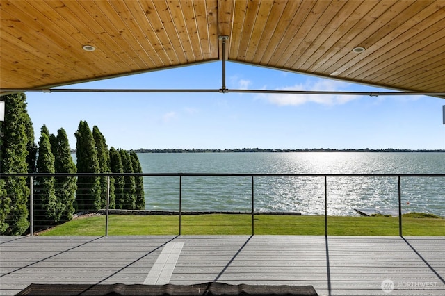 2102 NE Elgin Rd, Moses Lake, WA 98837 - wooden deck with a water view and a lawn