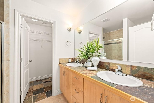 17815 80th Ave NE Unit C-1, Kenmore, WA 98028 - full bathroom with a shower stall, double vanity, and a spacious closet