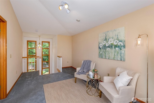 7401 E Heather Way, Everett, WA 98203 - sitting room with an upstairs landing, carpet, and lofted ceiling