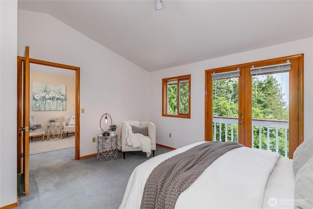7401 E Heather Way, Everett, WA 98203 - bedroom with lofted ceiling, access to outside, and carpet floors