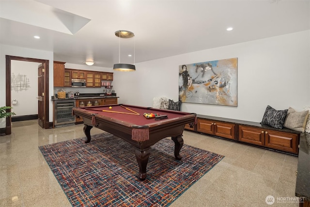 1214 Warren Ave N, Seattle, WA 98109 - playroom featuring wine cooler, bar area, billiards table, and recessed lighting
