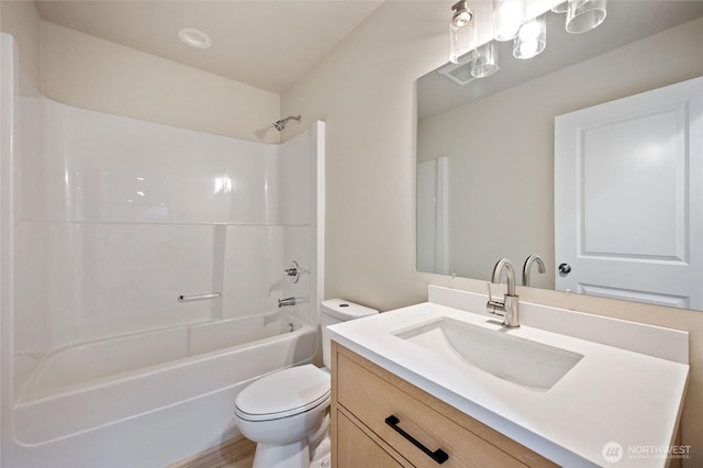 8256 Gold Run Dr, Maple Falls, WA 98266 - full bath featuring vanity, tub / shower combination, and wood finished floors