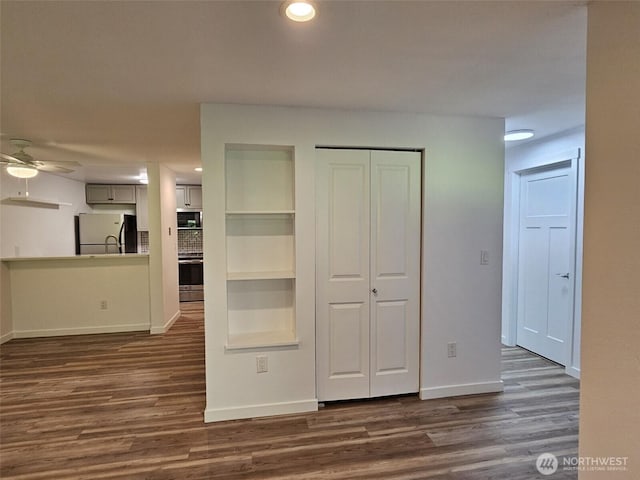 509 S 323rd Pl Unit 15E, Federal Way, WA 98003 - interior space with dark wood-type flooring, a ceiling fan, and recessed lighting