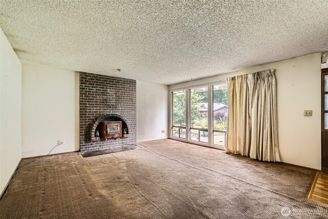 2708 NE 106th Pl, Seattle, WA 98125 - unfurnished living room with a textured ceiling and carpet flooring