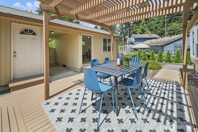 852 NE 194th St, Shoreline, WA 98155 - wooden deck with outdoor dining space and a pergola