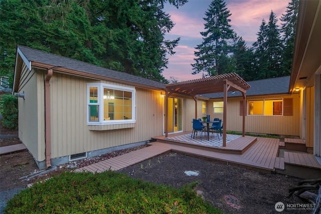 852 NE 194th St, Shoreline, WA 98155 - back of house with a pergola, a deck, and outdoor dining space