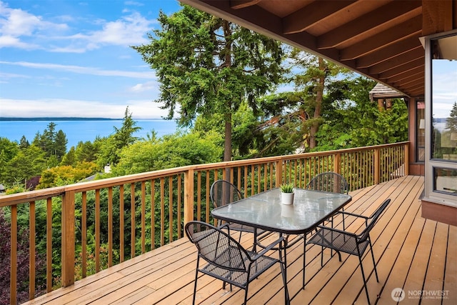 19212 94th Ave W, Edmonds, WA 98020 - deck featuring a water view and outdoor dining area