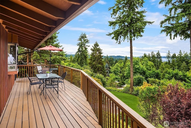 19212 94th Ave W, Edmonds, WA 98020 - deck featuring outdoor dining area and a wooded view