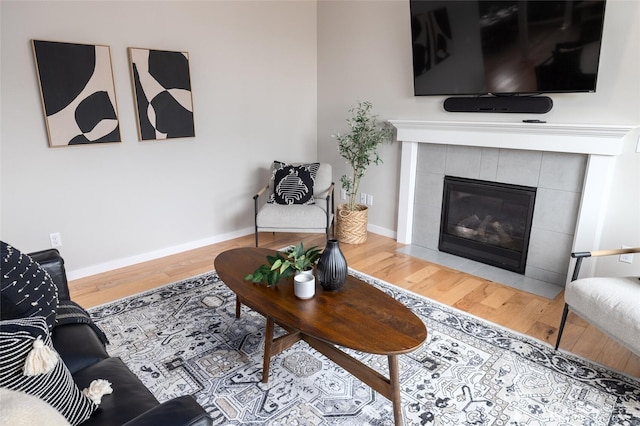 3885 Summersun St, Mount Vernon, WA 98273 - living room featuring wood finished floors and a tiled fireplace