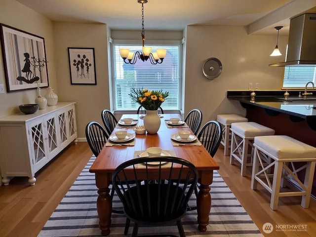 301 Norman St, Sequim, WA 98382 - dining area with a chandelier and wood finished floors