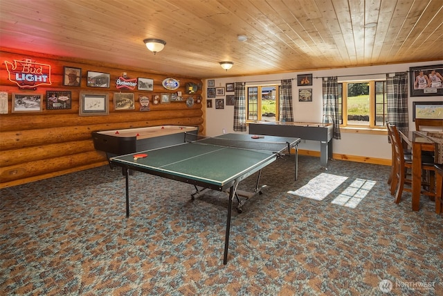197 Swiftwater Ln, Leavenworth, WA 98826 - game room featuring wood ceiling and rustic walls