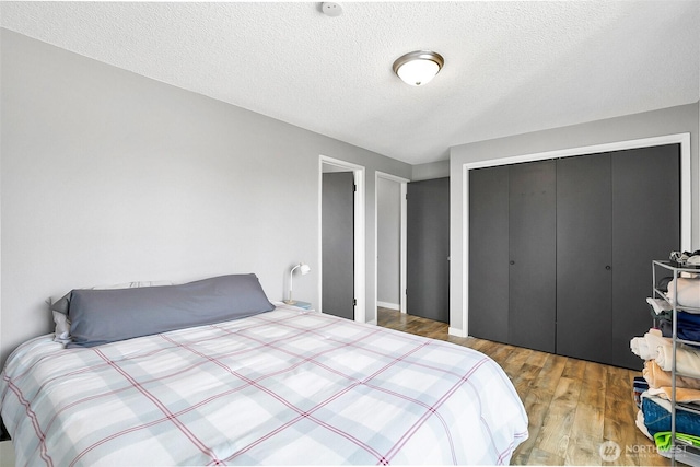 1612 33rd St Unit 102, Everett, WA 98201 - bedroom with wood finished floors, a closet, and a textured ceiling