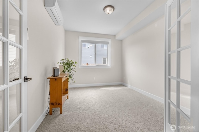 225 N Mcneely St, Buckley, WA 98321 - unfurnished room featuring a wall mounted AC, carpet flooring, and french doors