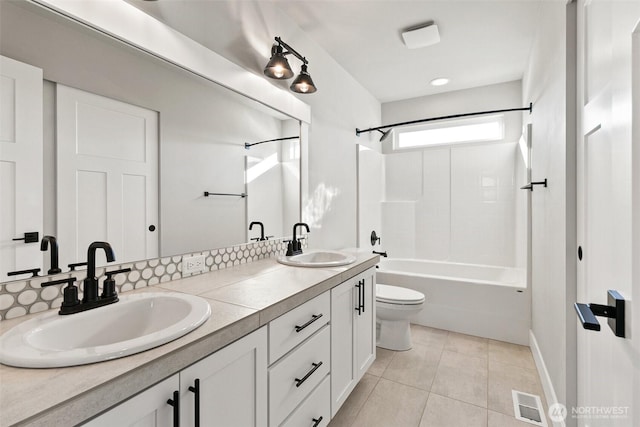 15705LOT13 SE 257th St, Covington, WA 98042 - bathroom featuring double vanity, shower / bath combination, and tile patterned flooring