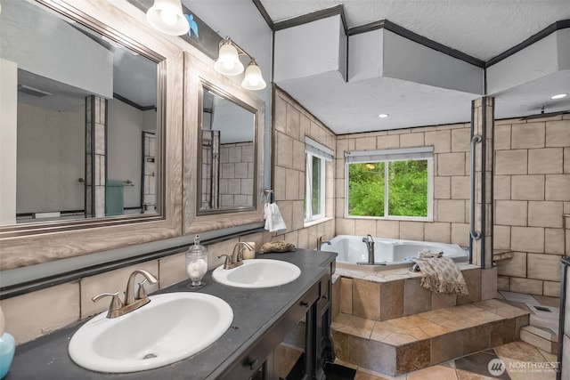 12543 Bear Track Ln SW, Port Orchard, WA 98367 - full bath with a bath, double vanity, and crown molding