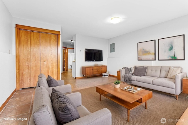 1007 N Forest St, Bellingham, WA 98225 - living area featuring electric panel and light tile patterned flooring