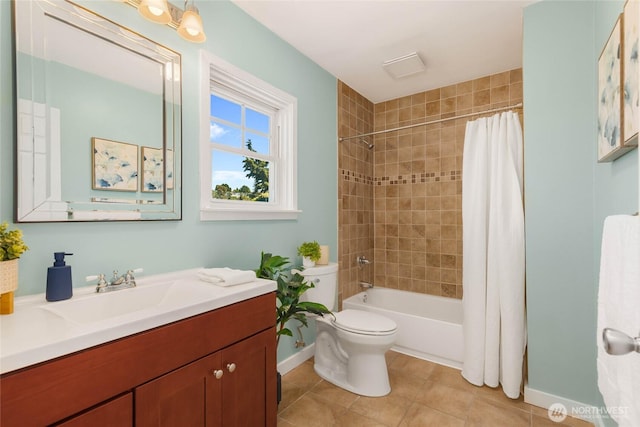 1628 27th Ave, Seattle, WA 98122 - bathroom with vanity, tile patterned flooring, and shower / bath combination with curtain