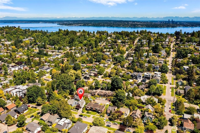 1628 27th Ave, Seattle, WA 98122 - aerial perspective of suburban area with a water and mountain view