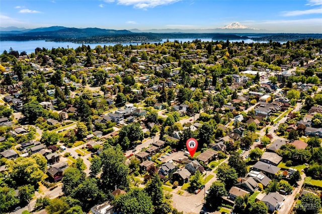 1628 27th Ave, Seattle, WA 98122 - aerial view of residential area with a water and mountain view