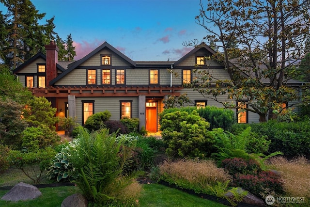 7715 NE 22nd St, Medina, WA 98039 - view of front of house with a chimney