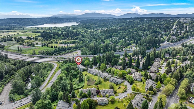 15734 NE 70th Ct Unit 15734, Redmond, WA 98052 - aerial overview of property's location featuring a water and mountain view