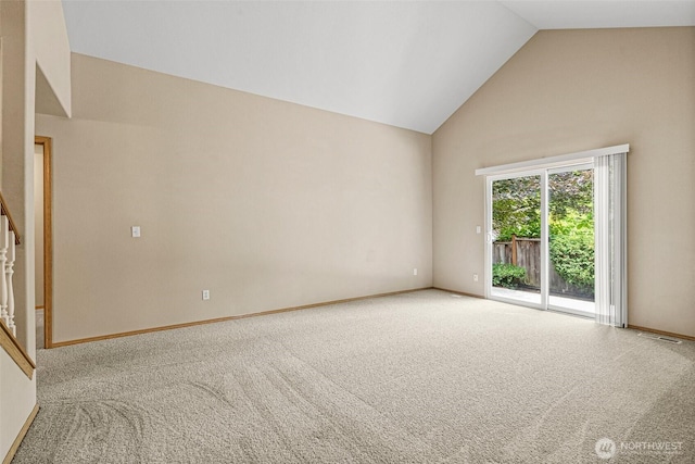 3724 30th Ave SE, Olympia, WA 98501 - carpeted spare room with high vaulted ceiling and stairs