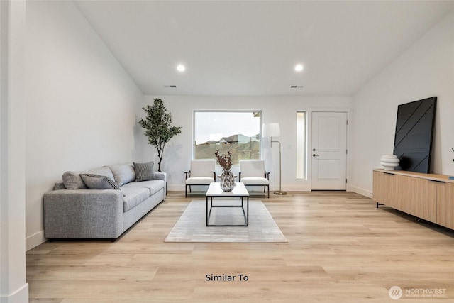 314 N Sandy Loop, Moses Lake, WA 98837 - living room with light wood-style flooring, recessed lighting, and vaulted ceiling