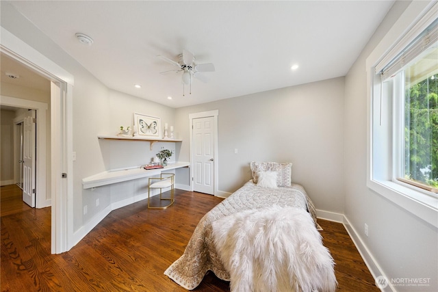 2515 16th St, Anacortes, WA 98221 - bedroom featuring wood finished floors, recessed lighting, and a ceiling fan