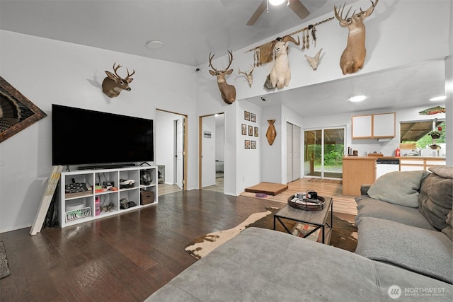 6258 Bellwood Dr, Maple Falls, WA 98266 - living room with wood finished floors and a ceiling fan